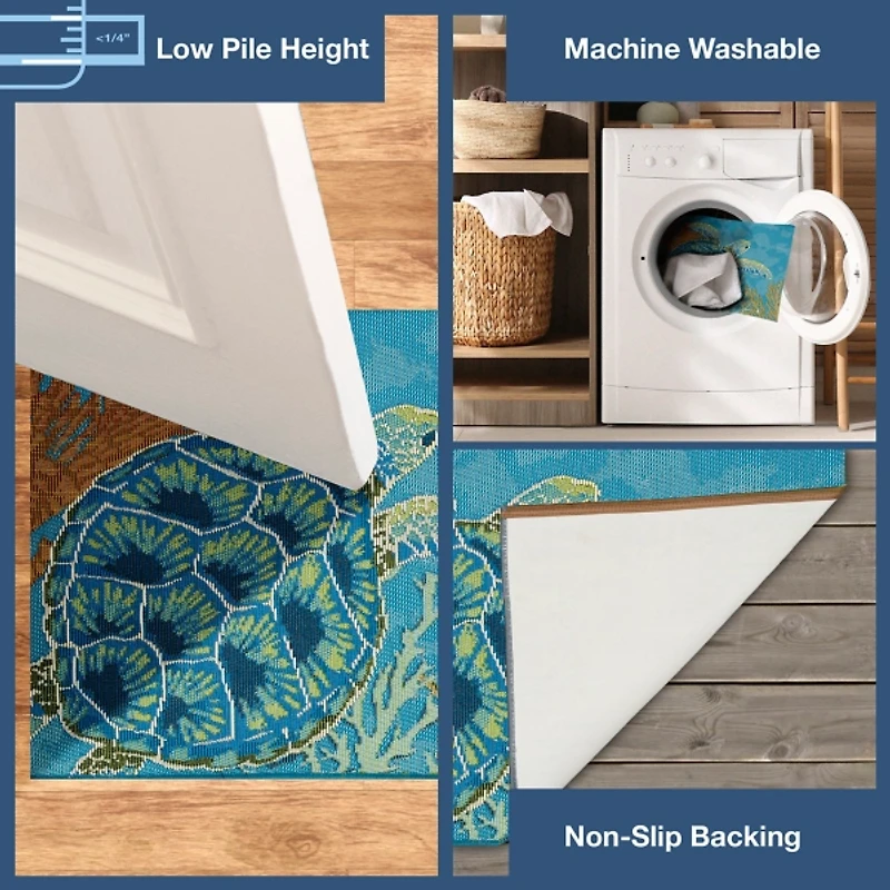 Blue Aquatic Life Indoor/Outdoor Accent Rug