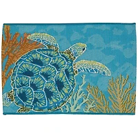 Blue Aquatic Life Indoor/Outdoor Accent Rug, 2x3