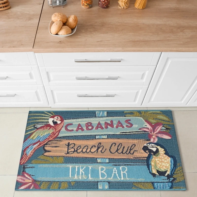 Beach Club Parrots Indoor/Outdoor Accent Rug, 2x3