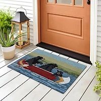 Black Bear Canoe Trip Outdoor Rug, 1.8x2.6