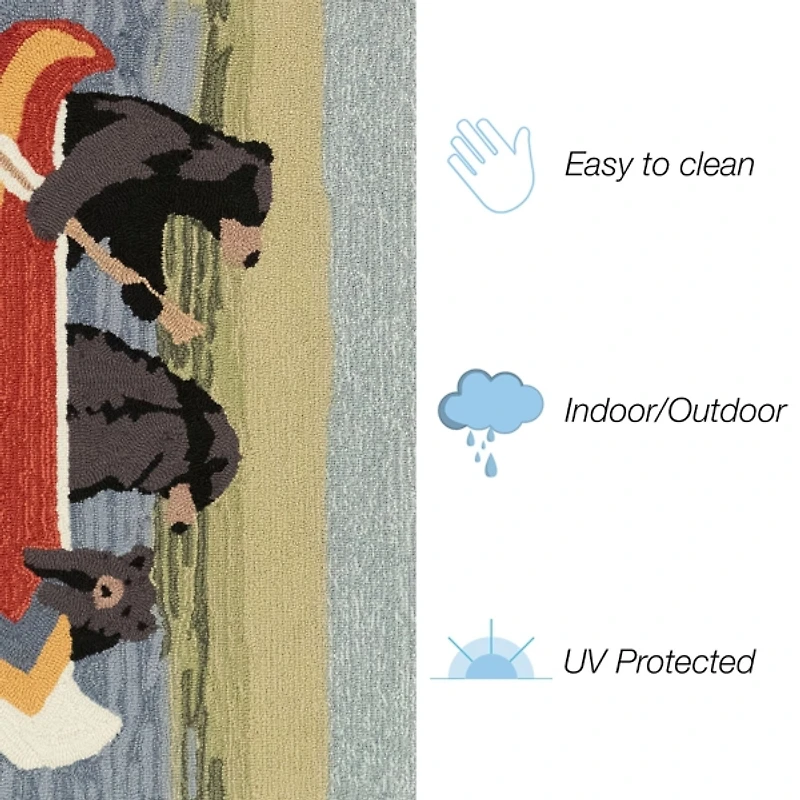 Black Bear Canoe Trip Outdoor Rug, 1.8x2.6