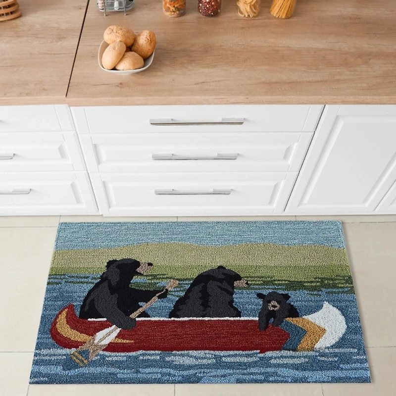 Black Bear Canoe Trip Outdoor Rug, 1.8x2.6