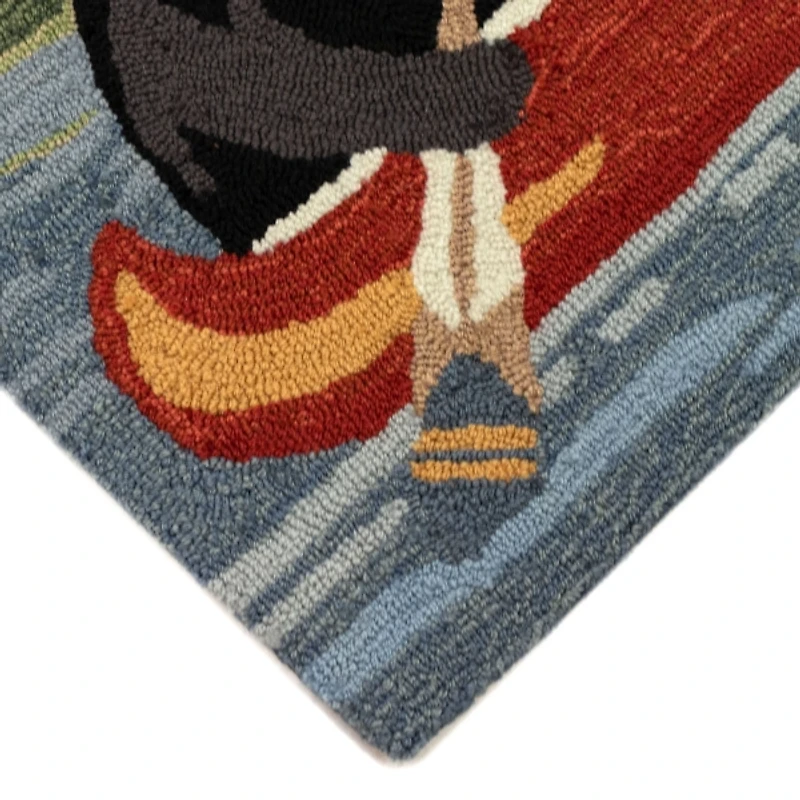 Black Bear Canoe Trip Outdoor Rug, 1.8x2.6