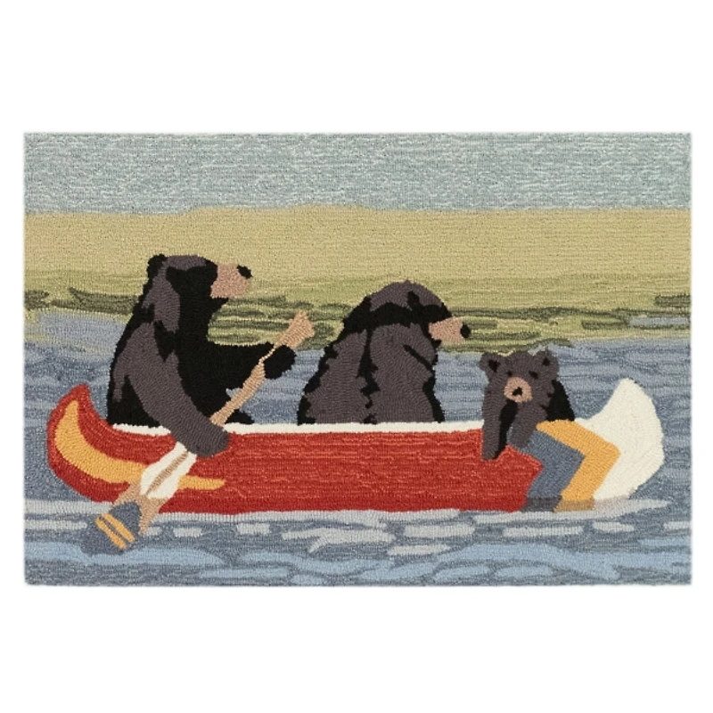 Black Bear Canoe Trip Outdoor Rug, 1.8x2.6