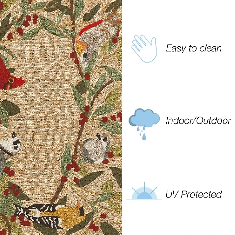Birds & Berries Indoor/Outdoor Accent Rug, 2x3
