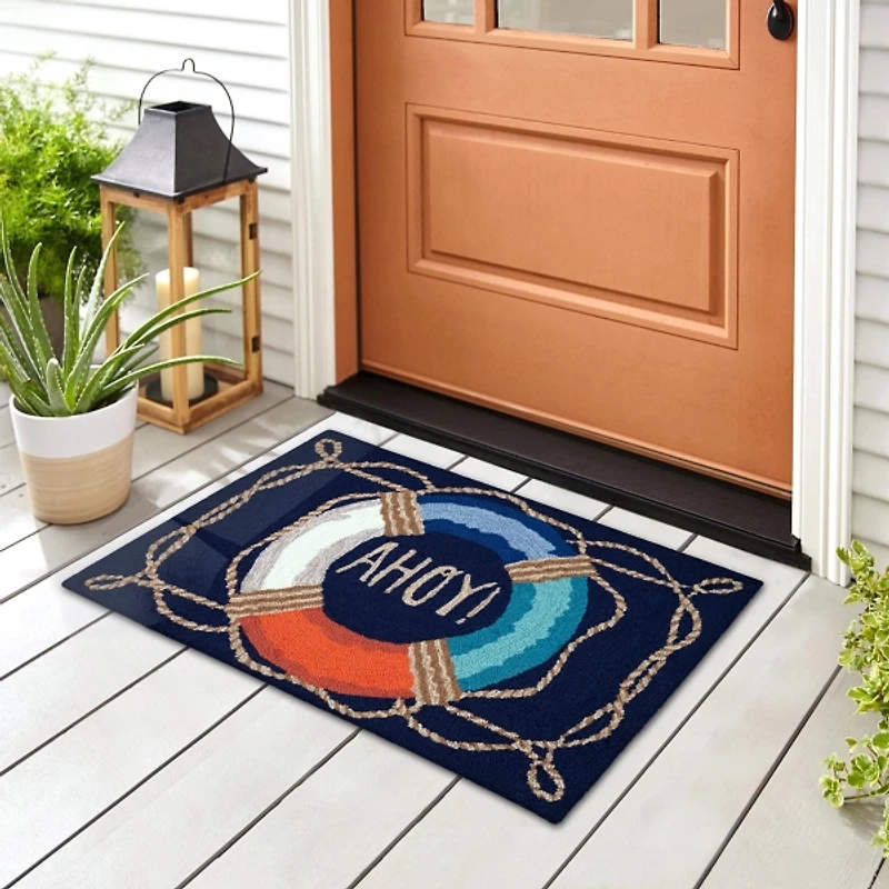 Navy Ahoy Indoor/Outdoor Accent Rug