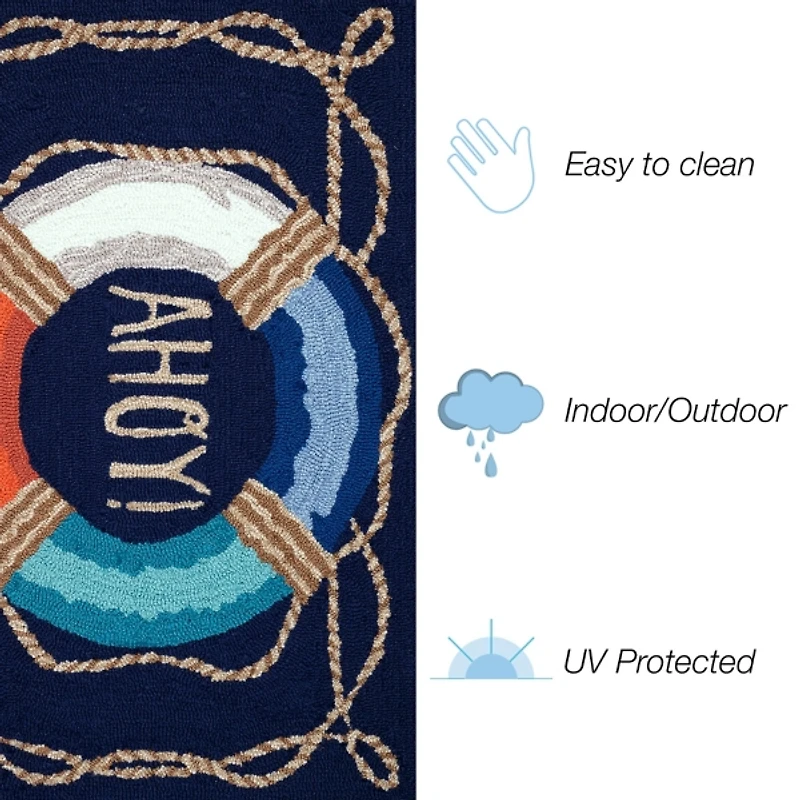 Navy Ahoy Indoor/Outdoor Accent Rug