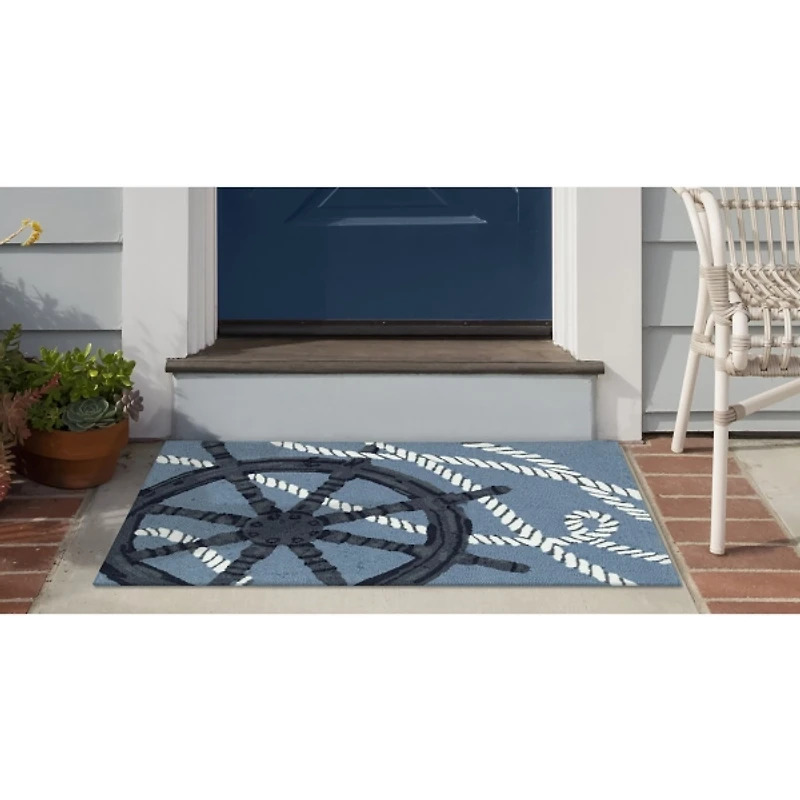 Blue Marine Helm Indoor/Outdoor Accent Rug, 1x2