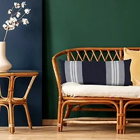 Cabana Navy and White Striped Cotton Lumbar Pillow