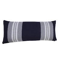 Cabana Navy and White Striped Cotton Lumbar Pillow