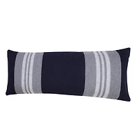 Cabana Navy and White Striped Cotton Lumbar Pillow