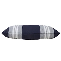 Cabana Navy and White Striped Cotton Lumbar Pillow