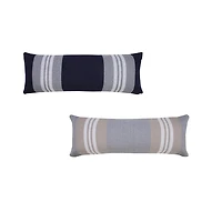 Cabana Navy and White Striped Cotton Lumbar Pillow