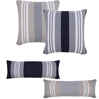 Cabana Navy and White Striped Cotton Lumbar Pillow