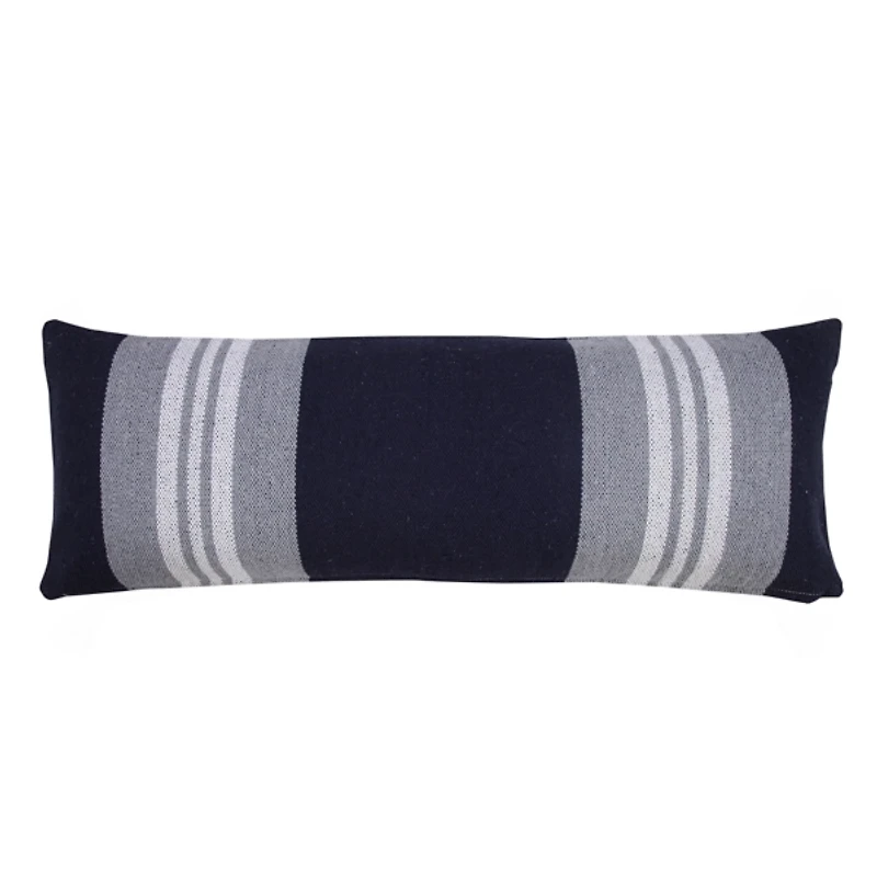 Cabana Navy and White Striped Cotton Lumbar Pillow