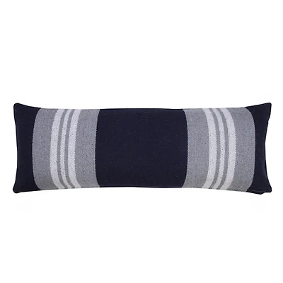 Cabana Navy and White Striped Cotton Lumbar Pillow