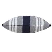 Cabana Gray and Navy Striped Cotton Pillow