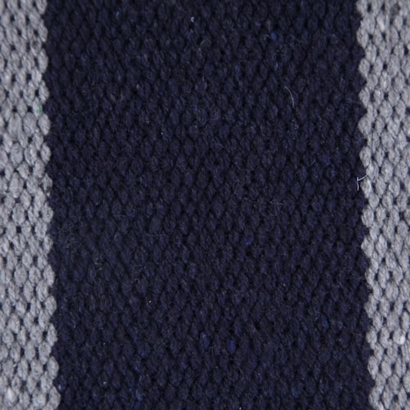 Cabana Gray and Navy Striped Cotton Pillow