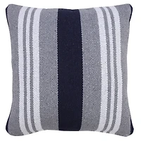 Cabana Gray and Navy Striped Cotton Pillow