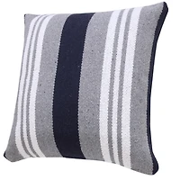 Cabana Gray and Navy Striped Cotton Pillow