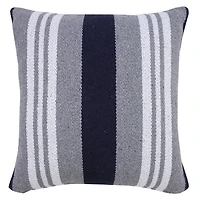 Cabana Gray and Navy Striped Cotton Pillow