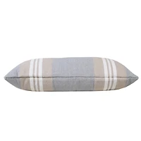 Cabana Gray and Beige Striped Cotton Lumbar Pillow