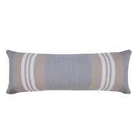 Cabana Gray and Beige Striped Cotton Lumbar Pillow