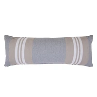 Cabana Gray and Beige Striped Cotton Lumbar Pillow