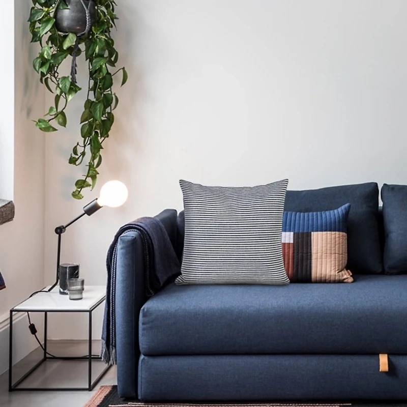 Blue and White Insignia Striped Pillow