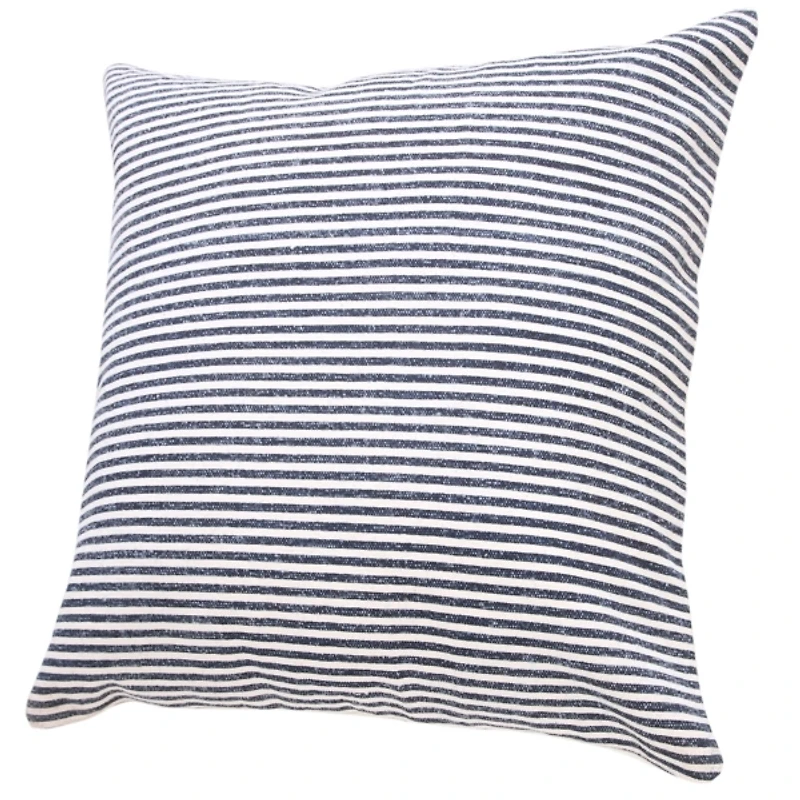 Blue and White Insignia Striped Pillow
