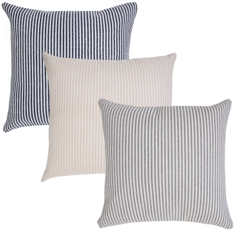 Blue and White Insignia Striped Pillow