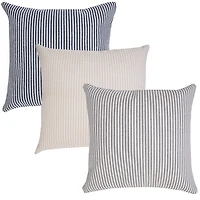 Blue and White Insignia Striped Pillow