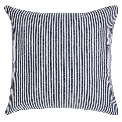 Blue and White Insignia Striped Pillow