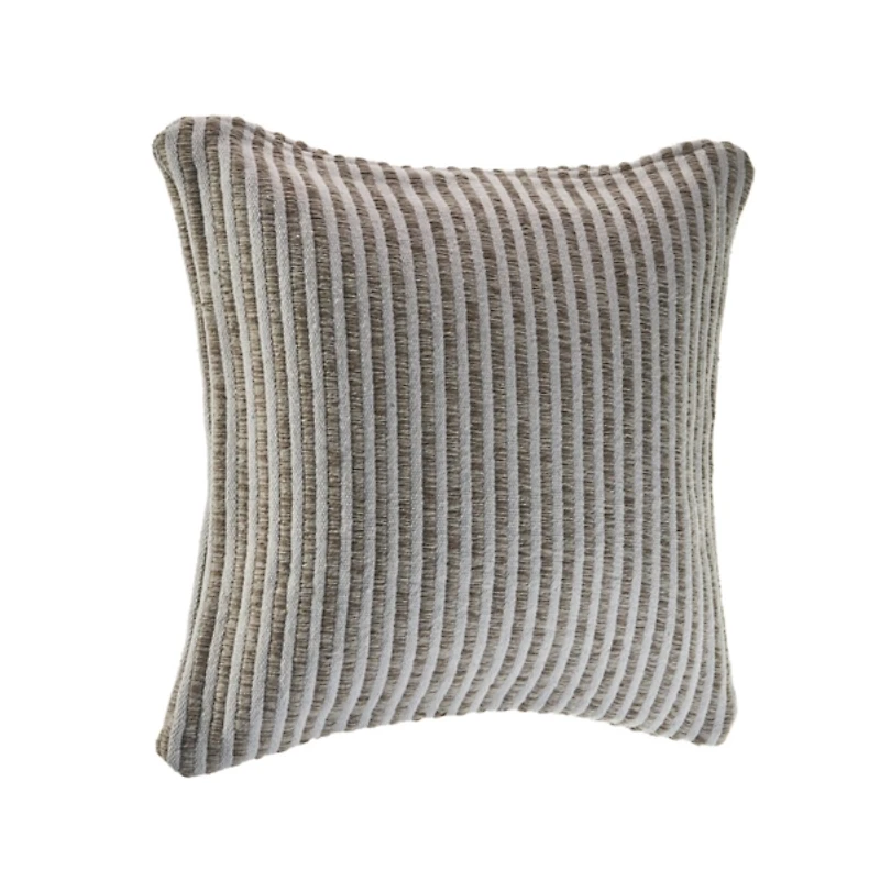 Brown and Ivory Striped Cotton Pillow