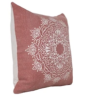 Dusty Rose and White Mandala Pillow