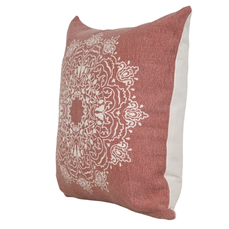 Dusty Rose and White Mandala Pillow