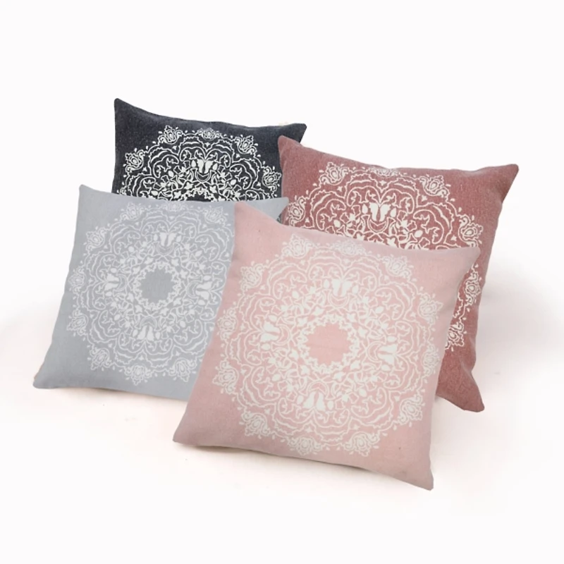 Dusty Rose and White Mandala Pillow