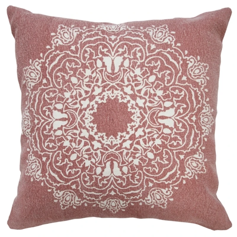 Dusty Rose and White Mandala Pillow