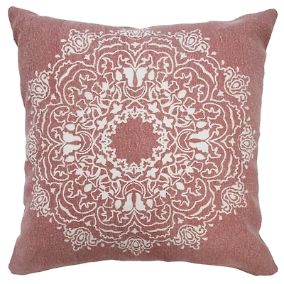 Dusty Rose and White Mandala Pillow