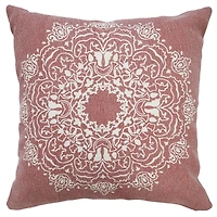 Dusty Rose and White Mandala Pillow