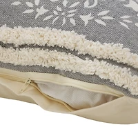 Gray and White Mandala Lumbar Pillow