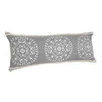 Gray and White Mandala Lumbar Pillow