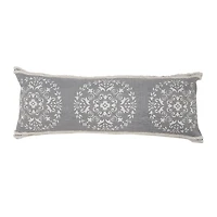 Gray and White Mandala Lumbar Pillow