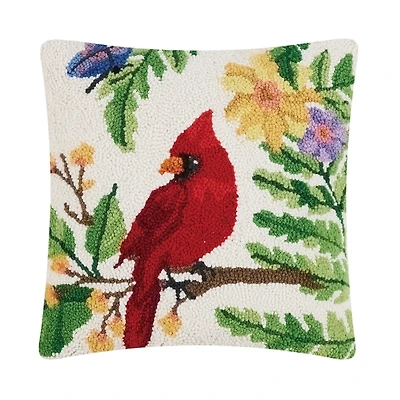 Cardinal Hooked Wool Pillow