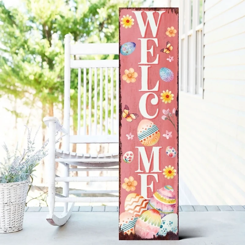 Welcome Easter Eggs Porch Board