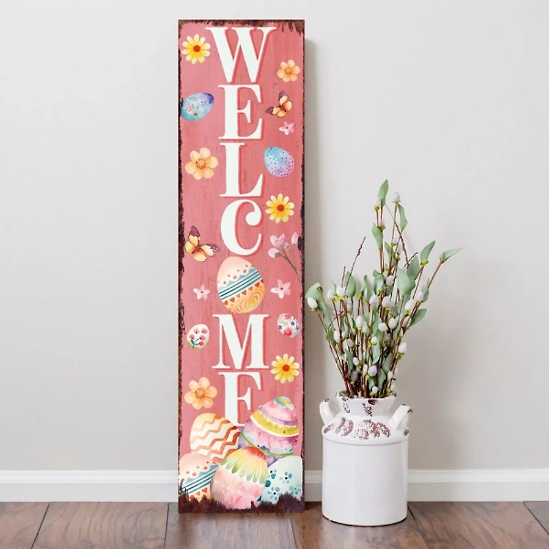 Welcome Easter Eggs Porch Board