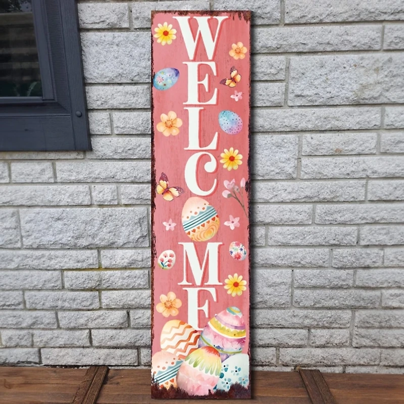 Welcome Easter Eggs Porch Board