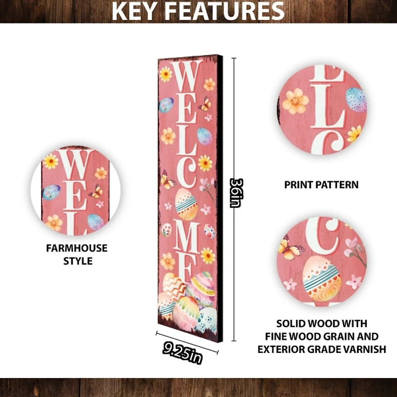 Welcome Easter Eggs Porch Board