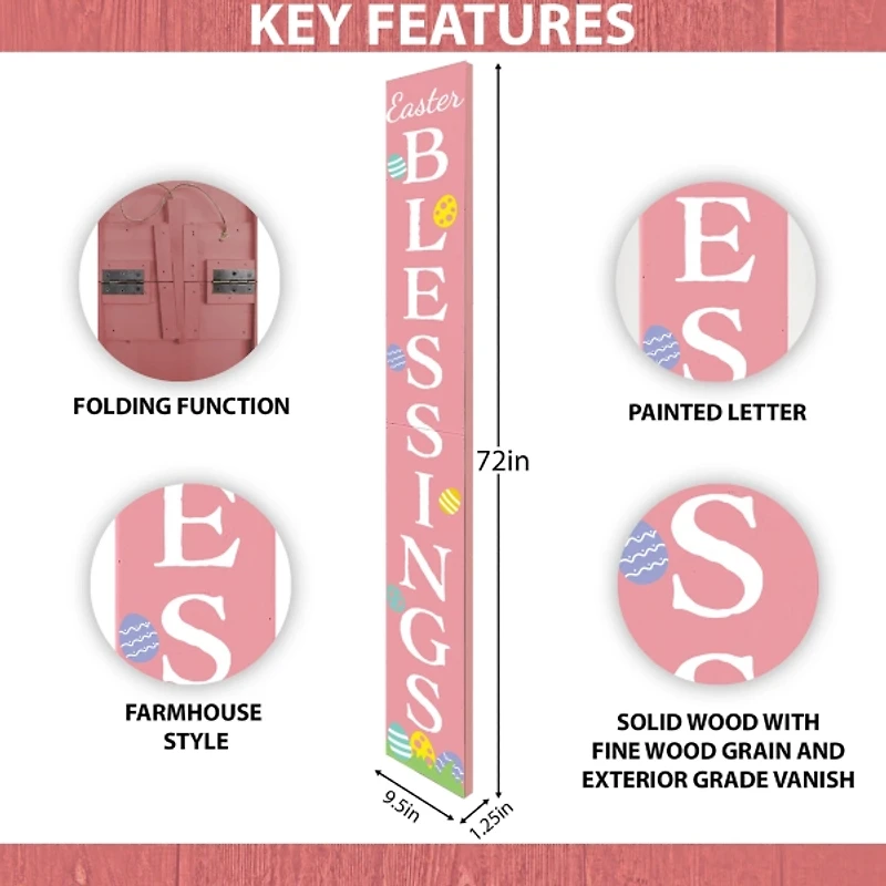 Pink Easter Blessings Porch Board