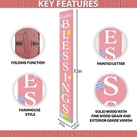 Pink Easter Blessings Porch Board
